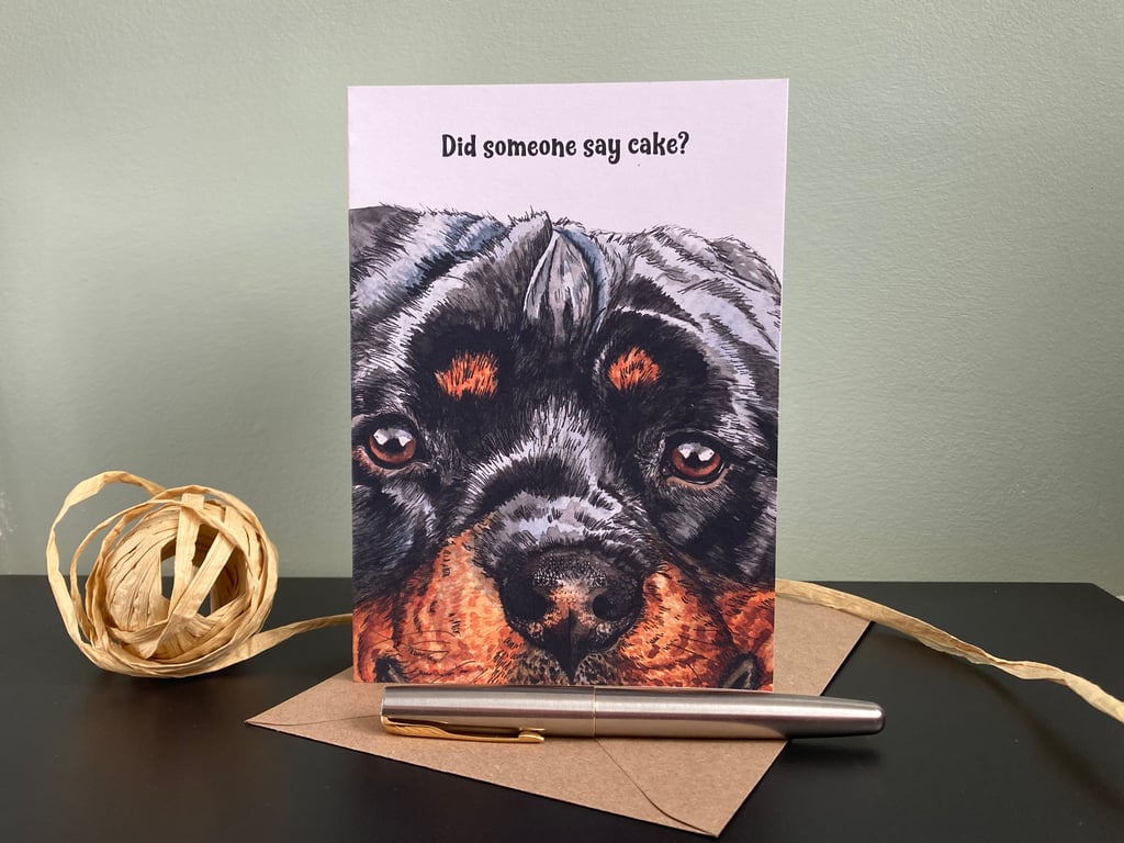 Rottweiler Birthday Card. Personalised Rotti dog card for any occasion.