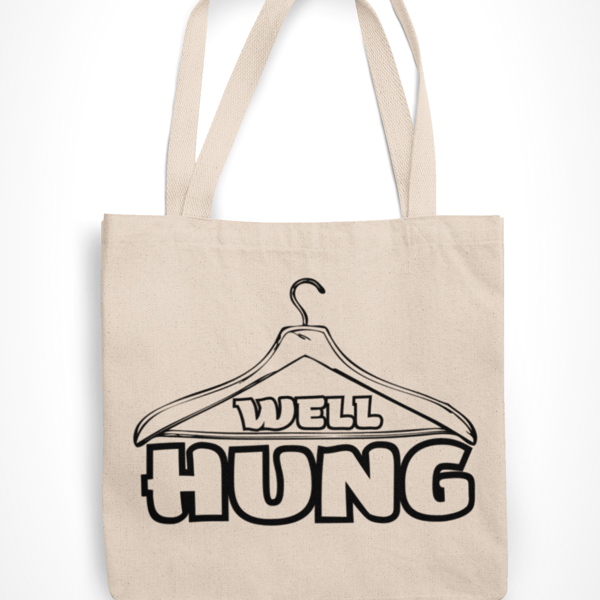 Well Hung Novelty Funny Tote Bag 
