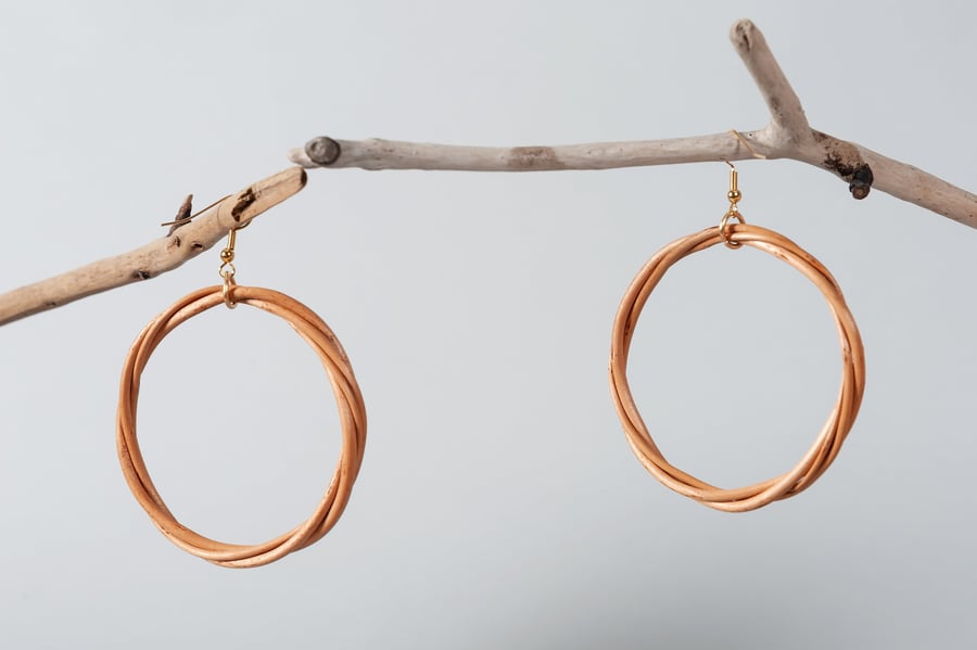 Woven Willow Hoop Earrings Sustainable Jewellery Handmade from Renewable Willow 
