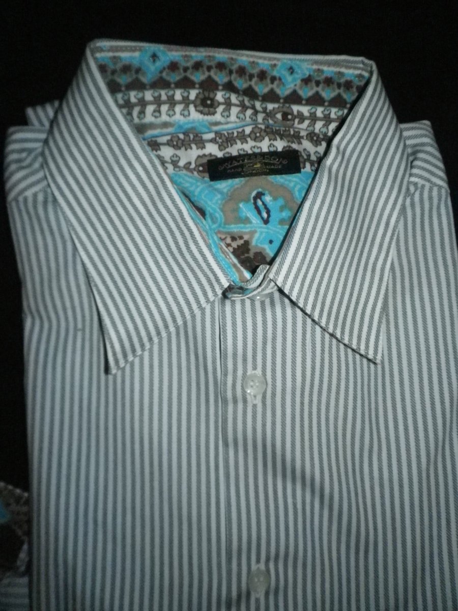 Grey stripe twill weave, choice L or XL, free shipping