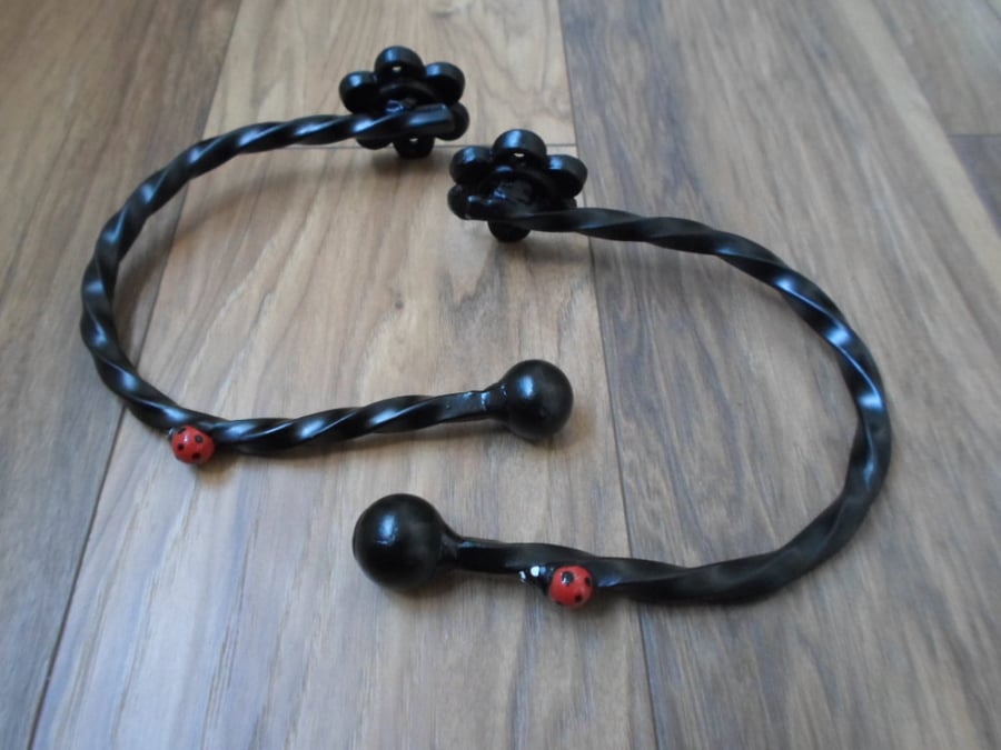 Metal Ladybird Tie Backs................Wrought Iron (Forged Steel) UK Free Post