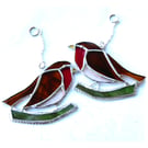 Robin Bird Suncatcher Stained Glass British Handmade 