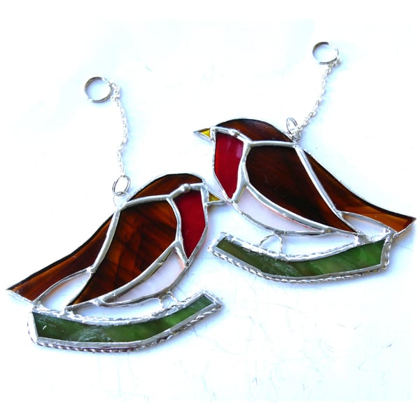 Robin Bird Suncatcher Stained Glass British Handmade 