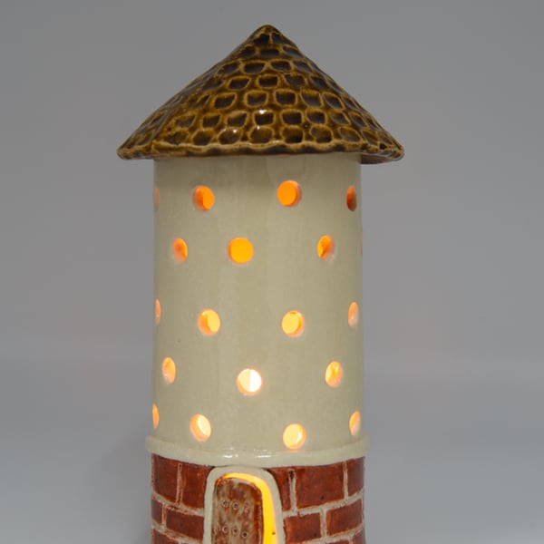 Child's Tower Night Light Handbuilt Ceramic Stoneware