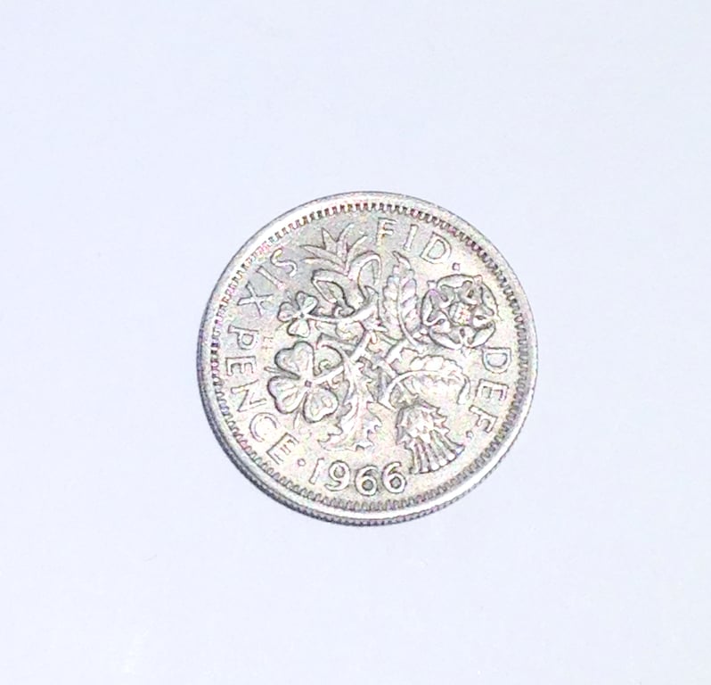 Lucky Sixpence Dated 1966 for Crafting