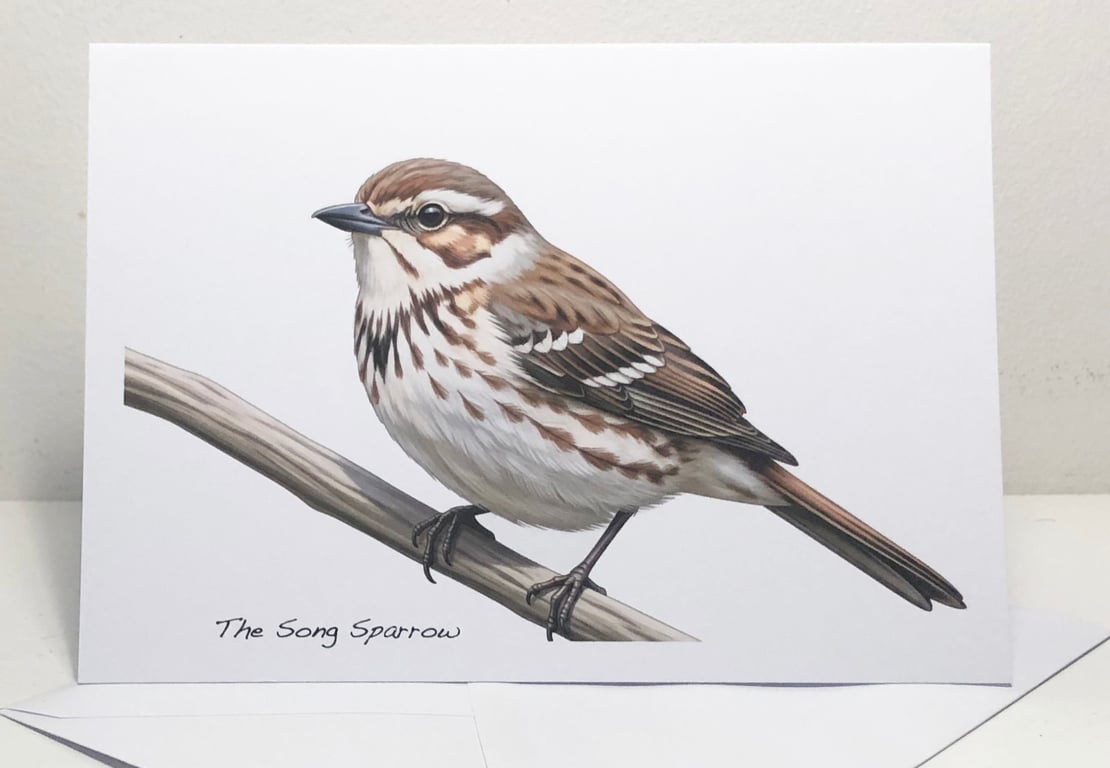 The Song Sparrow -  5 x 7in Greeting Card and Envelope: Birthday or Plain