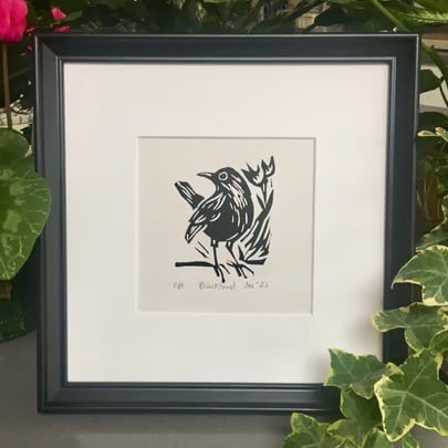 Blackbird - Original Handprinted Lino Print