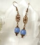 Blue Lace Agate & Bronze Earrings
