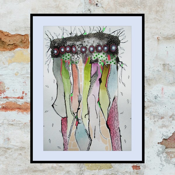Abstract Painting Watercolour & Ink Mixed Media Contemporary Modernist Artwork 