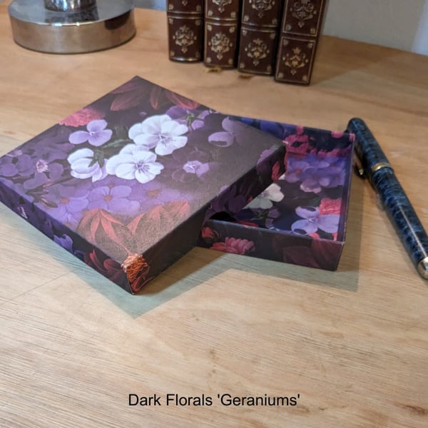 'Dark Florals Collection 1'  Set of 4 ultra-thin gift boxes with separate lids