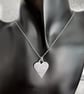 Sterling silver heart pendant on chain, oxidised patterned silver - Image 4