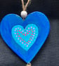 Up cycled hand painted hanging heart and flowers  - Image 2