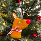 Fused Glass Rudolph the Red Nosed Reindeer Christmas Decoration
