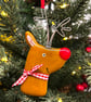 Fused Glass Rudolph the Red Nosed Reindeer Christmas Decoration