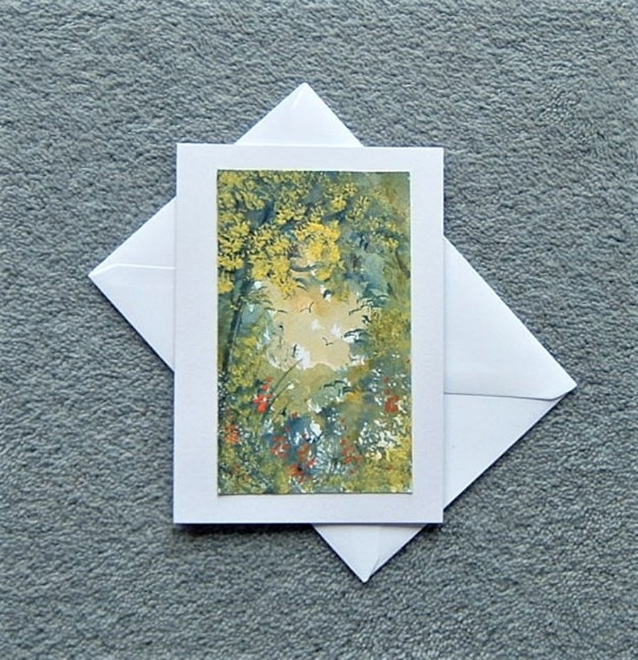 hand painted watercolour landscape greetings card ( ref F 231 )