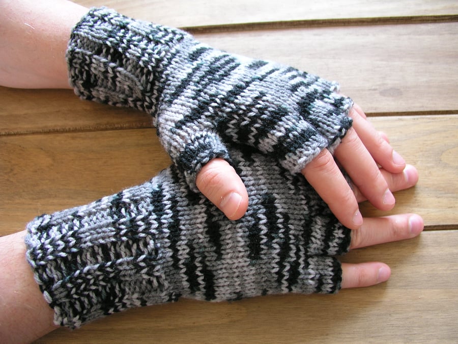 Hand knitted fingerless gloves