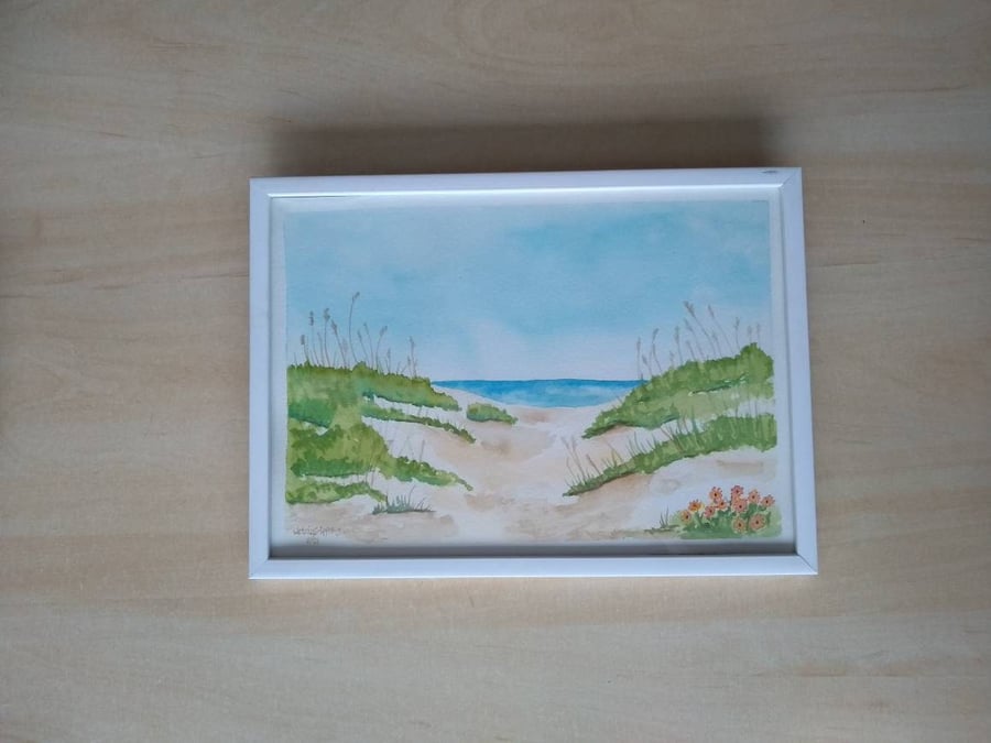 Original Watercolour Painting Seaside A4 