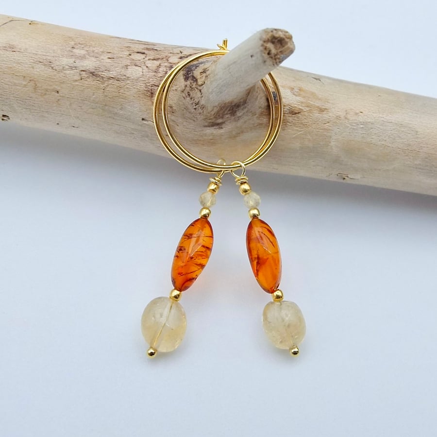Amber & Citrine Earrings, November Birthday, Scorpio, Anniversary, Gifts For Her