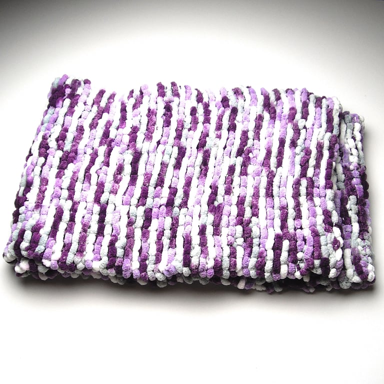 Mini Pom Pom Hand Knitted Scarf - UK Free Post