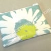 Turquoise coin purse with daisy pattern, SALE 