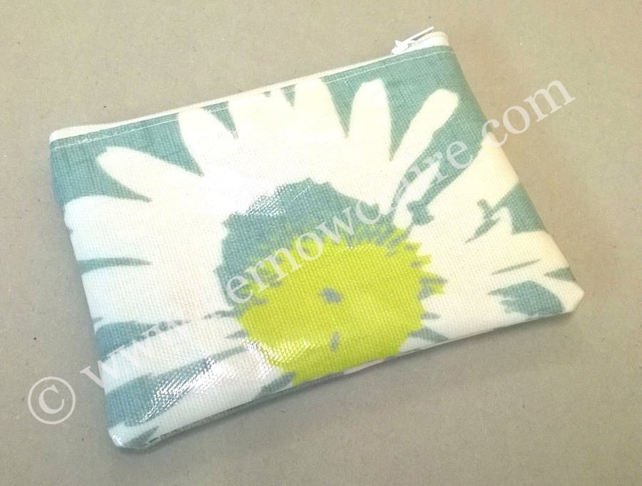 Turquoise coin purse with daisy pattern, SALE 