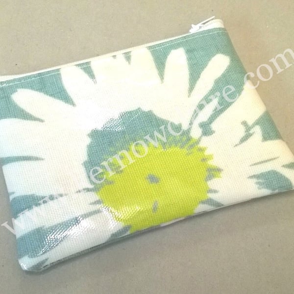 Turquoise coin purse with daisy pattern, SALE 