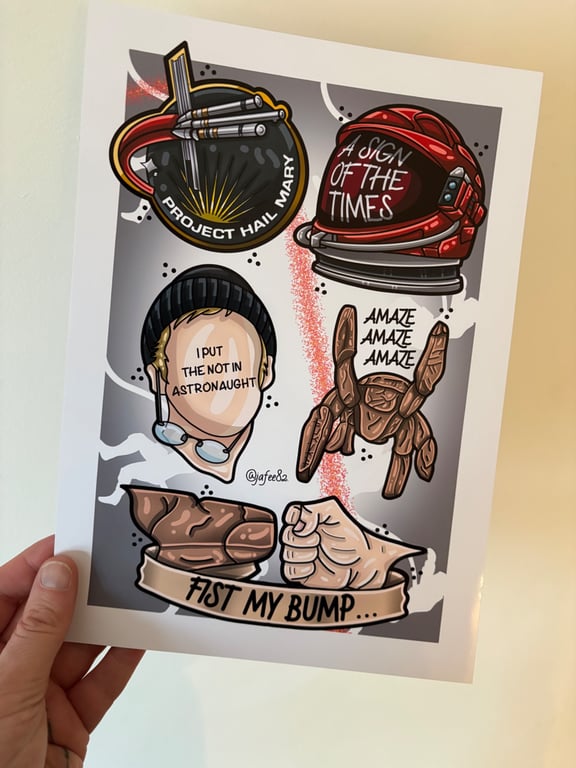 Project Hail Mary inspired Full Colour New School Tattoo Flash Print