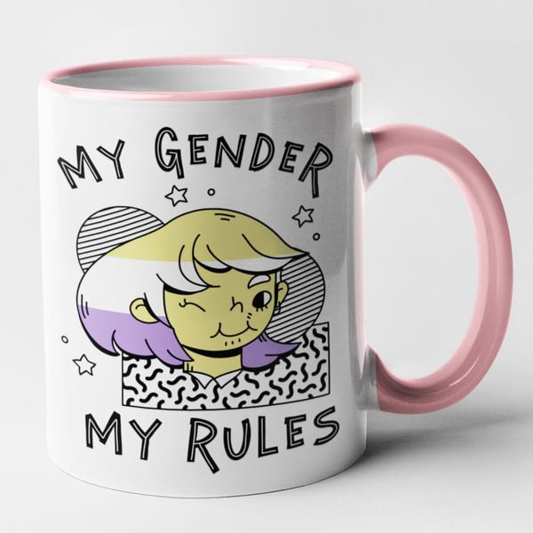 My Gender My Rules Mug Non Binary Pride Theme Funny Novelty Gift Gay Joke 