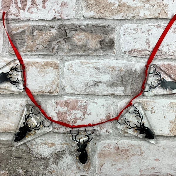 Stag Head - Fused Glass Bunting