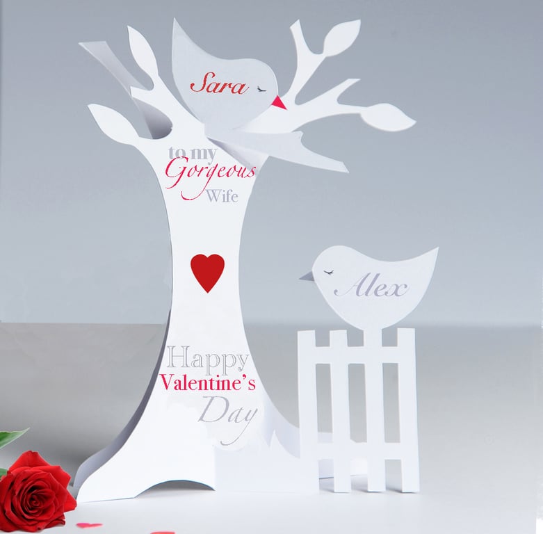Personalised 3.D Paper Cut Valentine's Card for a Wife,Husband or loved one.