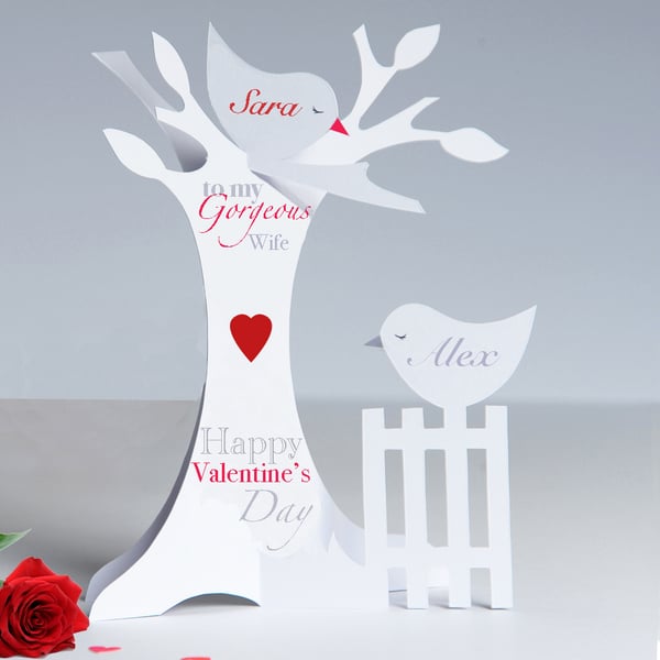 Personalised 3.D Paper Cut Valentine's Card for a Wife,Husband or loved one.