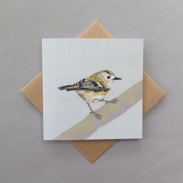 Goldcrest card, blank cards, bird card, bird watcher, British garden birds