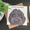 Black Cockapoo or Labradoodle Card - Blank or personalised for any occasion.