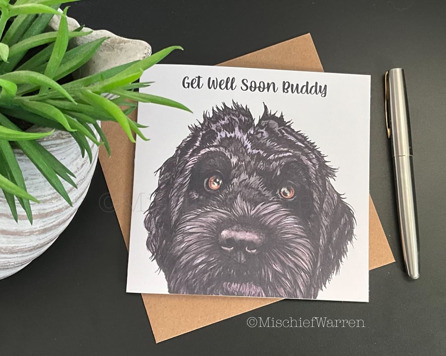 Black Cockapoo or Labradoodle Card - Blank or personalised for any occasion.