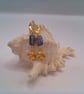 Navy Rectangular Bead Earrings with a Gold Plated Elephant Charm, Gift for Her - Image 7