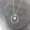 Seed pearl and silver ring necklace 