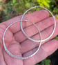 Large silver hammered hoop earrings - Image 3