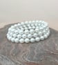 White Faux Pearl and Seed Bead Memory Wire Bracelet, B31 - Image 4