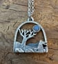 Silver Hare Pendant with Moonstone