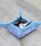 Small Quilted storage box featuring Sewing theme and purple fabric - Image 1