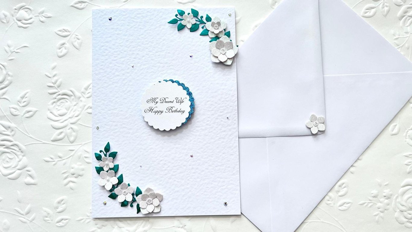 Handmade Luxury Personalised Floral Birthday Card with Envelope