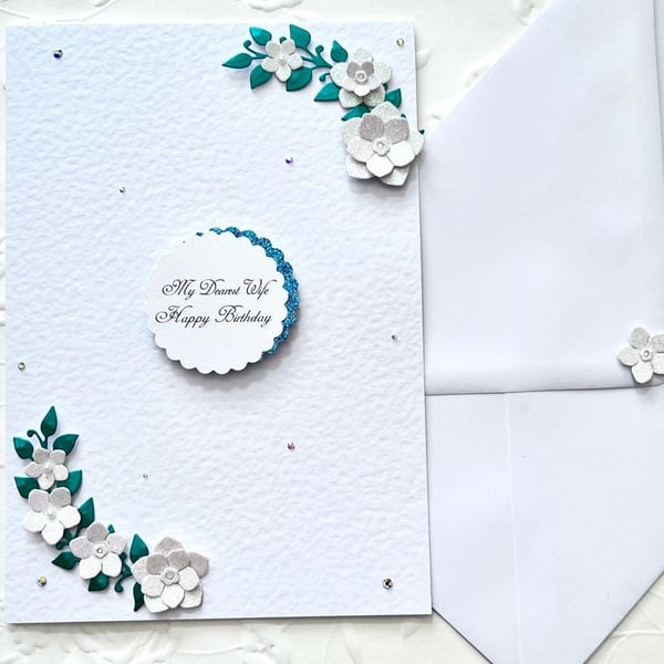 Handmade Luxury Personalised Floral Birthday Card with Envelope