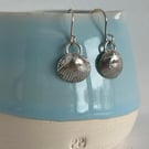 Little clams fine silver earrings with sterling silver earwires
