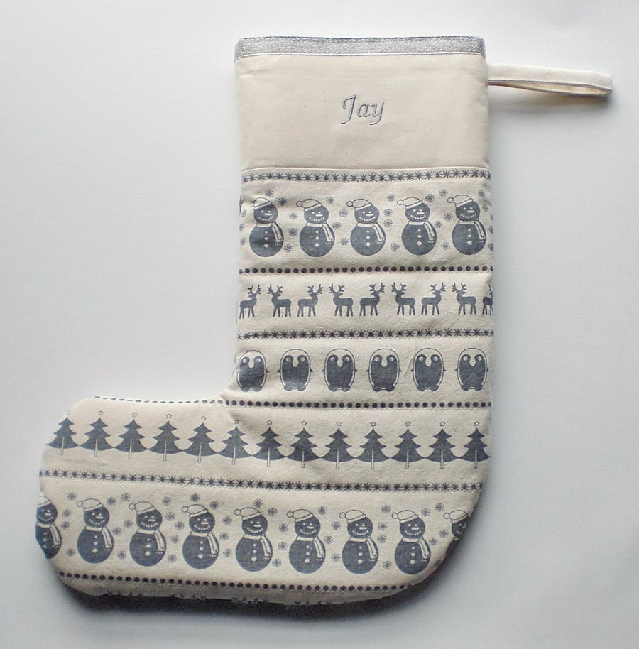 Quilted Christmas stocking. Personalised