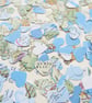 1000 World Map Atlas Confetti Paper Hearts, Wedding Birthday Travel Decor - Image 2