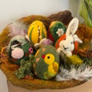 Wet felted Natural look NEST AND 5 EGGS PRNG Easter decoration gift  HOME 15CM