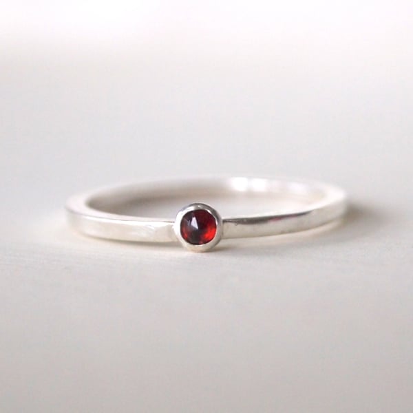 Garnet Stacking Ring, January Birthstone Jewellery