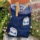 Denim peg bag with camper van decoration