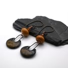 copper, lampwork glass and ceramic earrings