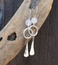 Forged Silver Dangle Hoop Earrings with Facetted Rose Quartz Beads - Image 2